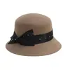 Rongmei 2026 Nuevo Sombrero Clásico Hepburn Transfronterizo con Ala Curva, Sombrero de Mezcla de Seda y Lana, Elegante Sombrero de Estilo Francés