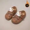 Zapatos Birkenstock para Niñas Otoño e Invierno 2025 Estilo Nuevo Zapatos de Algodón Cálidos con Forro de Felpa Suela Suave Antideslizante Zapatos de Algodón para Niñas Kt Cat