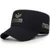 Chapéu Primavera e Verão Bordado de Estrela Verde Militar Moda Masculina Chapéu de Sol Boné Plano Boné Chapéu de Algodão Boné de Beisebol