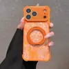 Adecuado para iPhone 16 Pro, soporte magnético 360 con patrón dorado, funda protectora anticaídas para Apple 17 Pro Max
