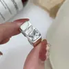 Anel de Letra Personalizado em Prata 925 Estilo Coreano para Mulheres, Moda Retrô Anel Aberto de Zircônia da Sorte Anel para Dedo Indicador