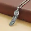 Nuevo Colgante de Pluma Pequeña y Girasol de Plata de Ley S925 Collar Oscuro Estilo Hoja para Hombres y Mujeres Accesorios Puros Seiko