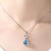 Collar Colgante Diamante Azul Marino Hueco Latido del Corazón Collar Temperamento Topacio Cadena Clavícula Gema Azul Colgante de Amor