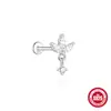 Prata Esterlina S925 Moissanite Super Brilhante Geométrico Rosca Reta Piercing Stud Osso da Orelha Estilo Coreano Nicho Brincos de Luxo Leve