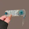 Pasador de Pelo con Borla de Campana de Diamante Azul para Mujer, Accesorio de Pelo Exquisito de Gama Alta, Pinza Lateral, Pasador de Pelo, Pinza BB Lateral de Estilo Antiguo