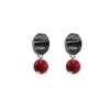 Pendientes Ganjia S925 minimalistas de plata de ley con cuentas de frijol rojo burdeos, pendientes de moda, ligeros y lujosos, elegantes pendientes vintage.