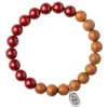 Design Sábio dos Olhos Pulseira Artística de Madeira Pêssego Velha e Cinábrio para Homens e Mulheres Pulseira Artística de Madeira Estilo Étnico Retrô