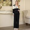 Traje Elegante con Cuello de Solapa para Mujer 2025 Nuevo Conjunto de Dos Piezas para Otoño e Invierno: Top de Punto Doble Botonadura y Pantalones de Pierna Ancha