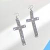Aretes de Cruz con Incrustaciones de Diamantes con Sentido del Diseño de Estilo Japonés-Coreano Sentido Avanzado Joyería de Moda Nicho Aretes para Mujer Aretes