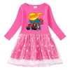 Vestido de princesa de manga larga con estampado de estrellas y luna de algodón para niña, primavera y otoño de 2023