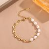 Diseño Humano Nicho Amor Súper Brillante Nariz de Cerdo Perla Pulsera de Acero de Titanio Pulsera Minimalista Delgada para Mujer Joyería Casual