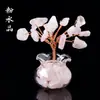 Árvore da Fortuna de Cascalho de Cristal Amarelo e Rosa Púrpura Tecida à Mão Decoração Ornamentada Mini Árvore de Cristal para Casa e Carro