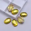 Zircón amarillo dorado liso de fondo plano piedra suelta ovalada con forma de huevo parche para joyería DIY gema sin engaste, molde para cara de anillo