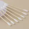 Hisopos de Madera Desechables de Doble Punta con Punta Redonda, 100 Piezas, para Remover Maquillaje, Limpieza de Oídos, Compresas Sanitarias, Hisopos de Algodón para Cuidado de la Piel