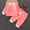 Traje Térmico para Bebé Primavera y Otoño Engrosado Algodón Puro Recién Nacido Niño y Niña Ropa Interior de Otoño e Invierno para Bebés Ropa de Otoño para Niños y Pantalones Largos