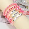 Pulsera para el Día de San Valentín Transfronteriza AliExpress Venta al por mayor Corazón de Amor Flor de Arcilla Blanda Pulsera de Cuentas con Letras Set de Joyería de Comercio Exterior
