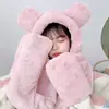 Máscara de Oso, Gorro, Bufanda, Gorro Todo en Uno, Guantes de Invierno para Mujer Adulta, Bufanda para el Cuello, Cortavientos para Ciclismo, Lindo y Cálido Tres en Uno