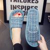 Pantuflas de Casa para Parejas, Pantuflas de Piso de Tacón Alto para Primavera y Otoño para Interiores, Pantuflas de Verano Antideslizantes para Mujer para Uso Doméstico, Pantuflas de Bloque de Color para Hombre