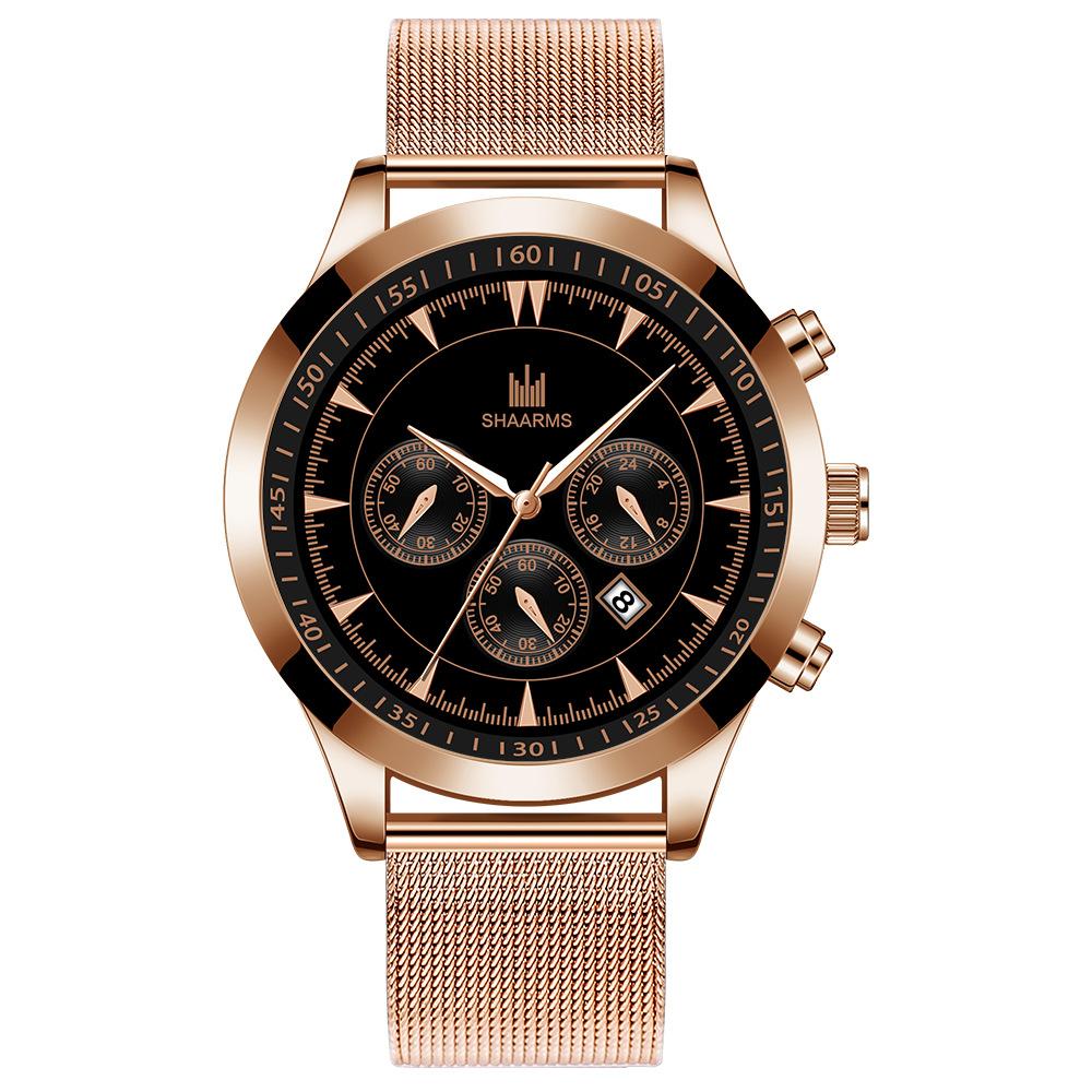 玫瑰金网带玫金壳黑面玫金针