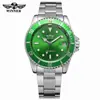 Reloj Mecánico Automático Casual de Moda para Hombre Winner Fantasma de Agua Verde Venta al por Mayor Verde Azul
