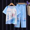 Roupas de Casa Infantis 2025 Verão Novo Estilo Coreano Desenho Animado Fofo Meninos e Meninas Manga Curta Calça Conjunto de Casa Atacado