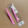 Pinça para cílios postiços pinça colorida cotovelo pontiagudo pinça para unhas de aço inoxidável rosa pinça para enxerto de clipe de pena dourada
