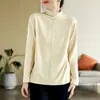 Suprimento Transfronteiriço Veludo Alemão Dupla Face Costura Simples Gola Alta Meia Espessada Camiseta Básica para Mulheres Moda Outono e Inverno Tops para Mulheres