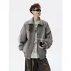 Chaqueta de cuero de motocicleta retro americana para hombre, chaqueta PU Maillard de moda urbana con diseño de patchwork, prenda exterior de corte limpio, marca de moda para hombre