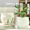 Macetas de cerámica grandes con platillos, aptas para uso doméstico, blancas, para orquídeas y suculentas, terracota de gran diámetro.