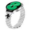 Adecuado para Correas de Reloj Inteligente Samsung, Huawei, Xiaomi de 20 mm, Correa de Acero con Trébol de Cuatro Hojas Brillante de Tres Perlas