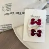Nuevo Pasador de Pelo con Lazo de Amor de Terciopelo Borgoña para Niños, Diadema, Pasador, Pinza Lateral, Goma Elástica