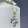 Colgante de plata de ley con apatita natural incrustada piedra principal 4*6mm gema atmosférica para el cuerpo superior no se decolora y no es alérgica