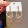 Brincos Pendentes Flor de Diamante com Agulha de Prata Estilo Palácio Medieval Leve Luxo Brincos de Alta Qualidade Modernos Versáteis Simples