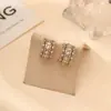 Pendientes Huecos en Forma de C con Diamantes Completos y Aguja de Plata S925, Elegantes y de Alta Gama, Pendientes Ligeros de Lujo y Elegantes para Mujer