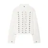 Ropa de Mujer Transfronteriza 2026 Moda Estilo Europeo y Americano Botón de Nudo de Cuerda Decoración Cuello Alto Chaqueta de Mezclilla Manga Larga Mujer D526059
