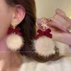 Brincos de bola de floco de neve de Natal 2024 novos outono e inverno atmosfera retro senso de personalidade moda brincos simples