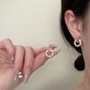 Pendientes de Perla Circulares Incrustados de Diamantes de Lujo Ligero Pendientes con Diseño de Lazo Dulce Pendientes de Moda Elegantes Versátiles