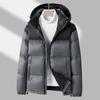 Inverno novo masculino estilo coreano cor de contraste com capuz engrossado quente 90 branco ganso baixo casaco casal moderno resistente ao frio