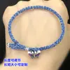 S999 plata de pie azul quemado botón de mariposa botón botón botón pulsera tejida collar accesorios hechos a mano DIY
