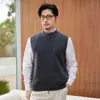 Chaleco de cachemira pura para hombre, nueva moda otoño e invierno, con cremallera y cuello alto, chaleco cálido de punto informal, transfronterizo