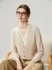 Cárdigan de cachemira con cuello en V para mujer, intelectual, tejido de punto de dos piezas falsas, top exterior versátil, tejido exterior de color block suelto para otoño e invierno