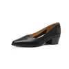 Sapatos Mary Jane robustos de salto baixo estilo francês para mulheres, bico fino, corte baixo, versáteis para o trabalho, sapatos versáteis de couro macio para primavera e outono de 2024