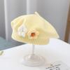 Gorro de niña para otoño e invierno, boina de punto para bebé, bonito gorro de pintor para niña con flores pequeñas, gorro de lana para niña, moda infantil