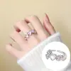 Anillo de Zircón Piedra Lunar para Mujer, Anillo de Cola de Estudiante Asequible, Anillo de Dedo Índice de Vidrio Colorido de Alta Gama, Anillo Liso Fino