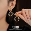 Pendientes de plata de ley vintage de la época medieval con diamantes y aceite de leopardo, ligeros, de lujo y personalizados para mujer.