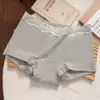 Calzoncillos tipo bóxer de encaje de algodón puro para mujer, cintura media, cómodos y deportivos, 100% algodón, entrepierna extendida, sin costuras, no aprietan, talla grande