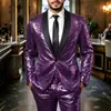 Conjunto de traje de lentejuelas para hombre de comercio exterior transfronterizo, blazer para actuación en escenario, conjunto de dos piezas para padrinos de boda y novio