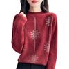 Estilo Inverno 2024 Andy Pulôver de Veludo Gola Alta Meia Mangas Largas Suéter Feminino Tricô com Strass