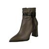Botas curtas de salto alto fino para mulheres, coleção primavera e outono 2023, botas de cano curto finas com saltos finos
