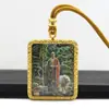 Tangka de Oro Semi-Pintado a Mano Montaña Jiuhua Bodhisattva Ksitigarbha Santo Patrón Colgante de Tangka Collar de Buda Portátil Venta al por Mayor